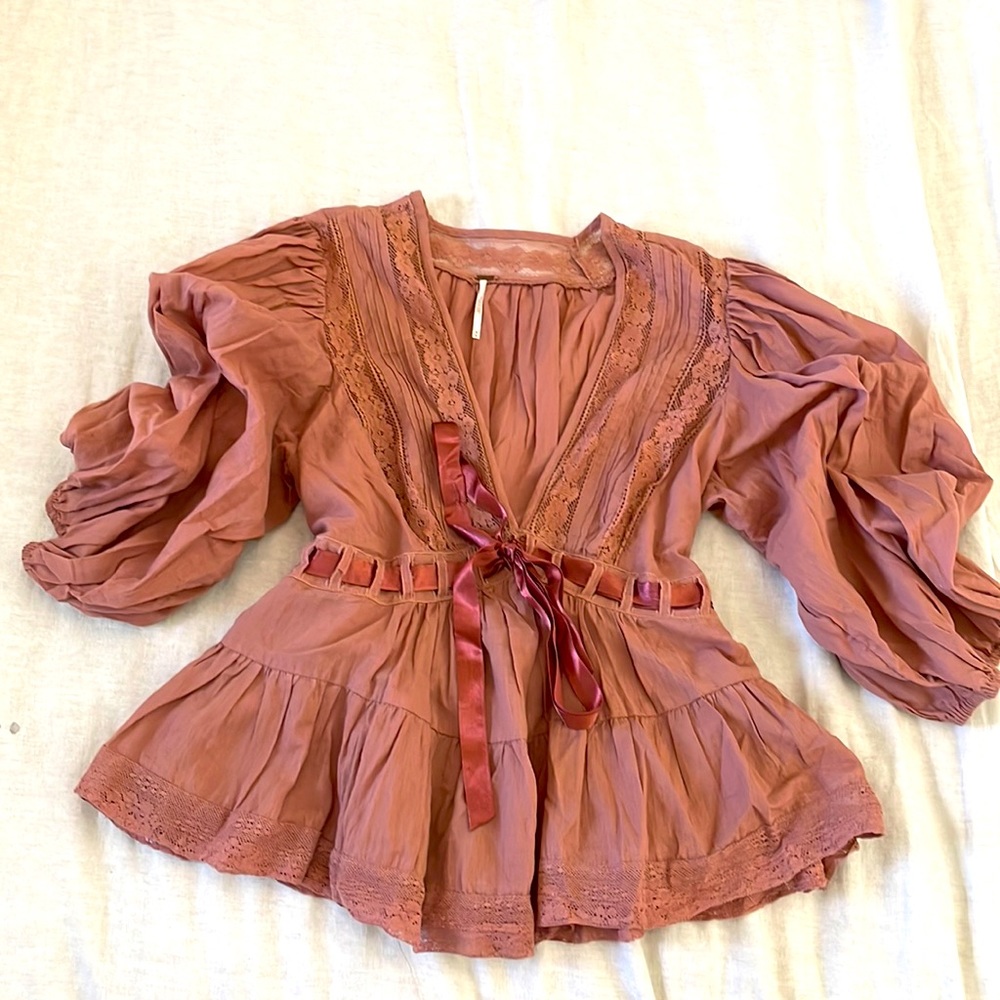 Free People Dark Pink Blouse Size Medium